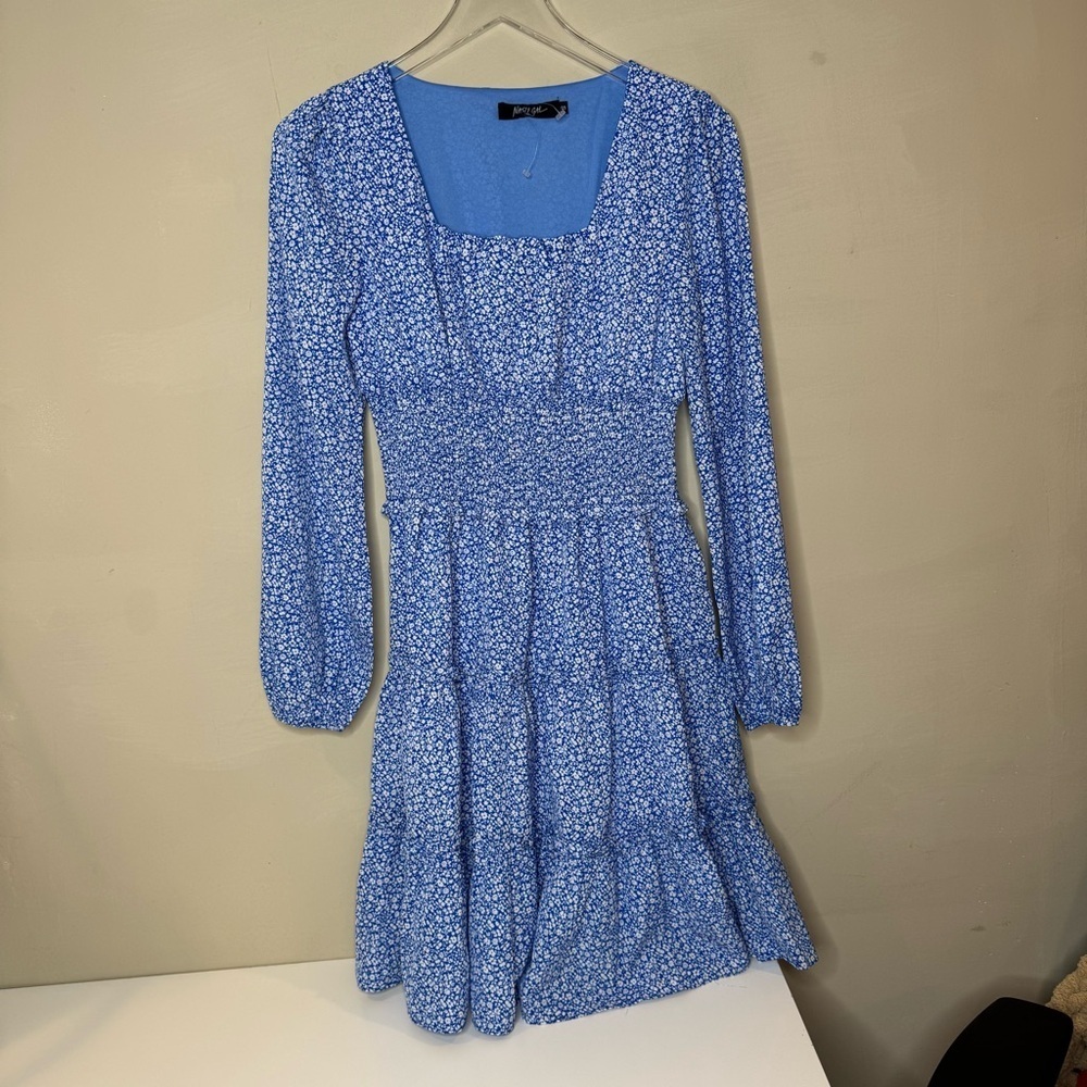Nasty Gal Blue Floral Dress size small pants
